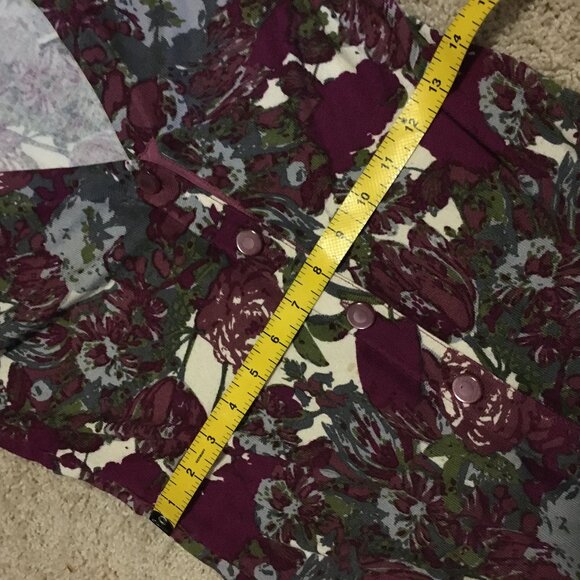 Twelve By Twelve Long Button Down Floral Cardigan With Puff Sleeves - Picture 10 of 13